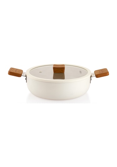 Schafer Ceramoni Seramik Basık Tencere 24 Cm-krem