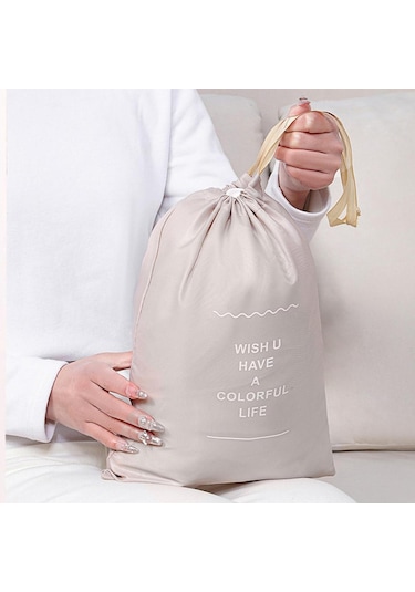 Homyl 7 Parça Ambalaj Küpleri Organizatörler İpli Çanta Bej