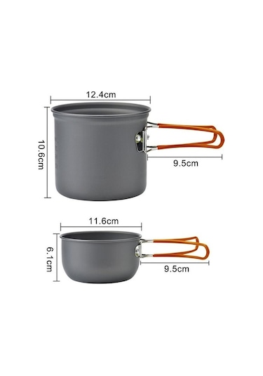 Pazly Kamp Mutfak Seti Alüminyum 2-3 Kişilik Katlanabilir Tencere Kase Isı Sağlama Çiftlik Piknik