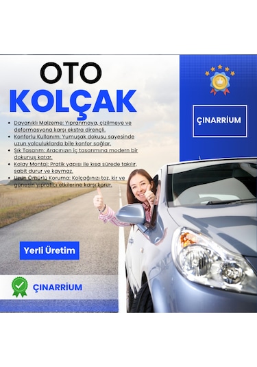 Fiat Egea Deri Oto Kolçak Kılıfı, Kaliteli Süngerli Sarı Nakışlı.