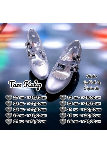 Beebron Ortopedik Topuklu Abiye Kız Çocuk Ayakkabı Glossy Series Abiayk2401 Baby Silver Gümüş