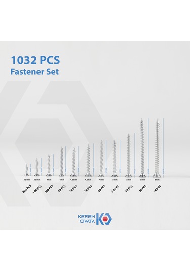 Kerem 1032 Parça 17 Çeşit Vida Ve Dübel Seti 25CM