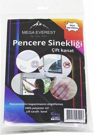 Çift Kanat Tül Pencere Sineklik 100x150cm - 5mt Bant 5365