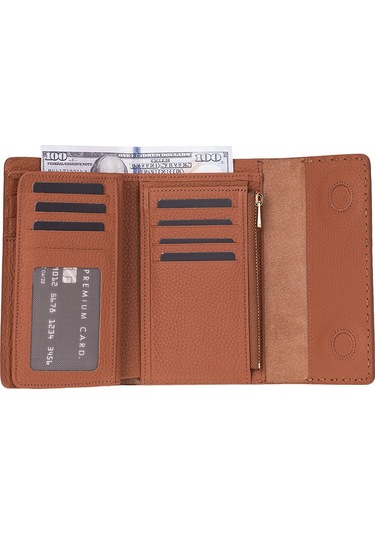 Bloominbag Arc Wallet Heritage Tan Hakiki Deri Kartlıklı Manyetik Cüzdan Taba