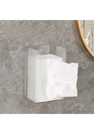 Tongdashop Modern Doku Kutusu Transparan Renk 1 Adet Duvar Tipi Çok Amaçlı Banyo Depolama Kutusu Şeffaf Renk