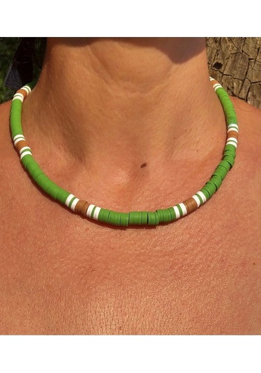 Yeşil Fimo Kolyr Çok Renkli