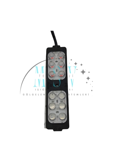 12 Volt 6 Watt 12 Ledli 104x26 Mm Animasyonlu Kırmızı - Mavi Çakar Modül 5 Adet