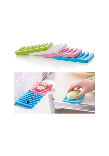 Yeşil Esnek Banyo Silikon Sabunluk Depolama Tutucu Soapbox Plaka Tepsi Drenaj