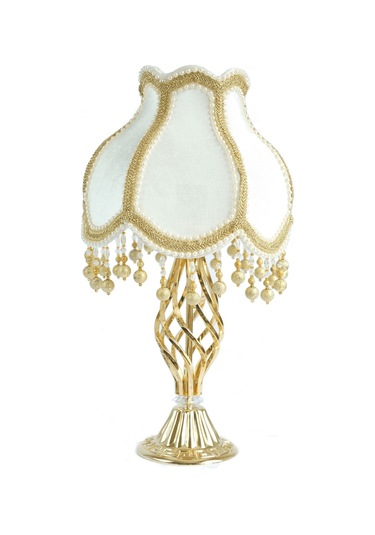 Kadife Kaplı El Yapımı  Klasik Model Abajur Gold Renk 13798784