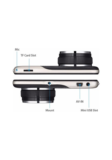 Ranyeek 4" Ekranlı Araç Dvr, 1080p Full Hd Ön-arka Kameralar, Gece Görüşü, Park Asistanı Ve Ldws Fonksiyonu