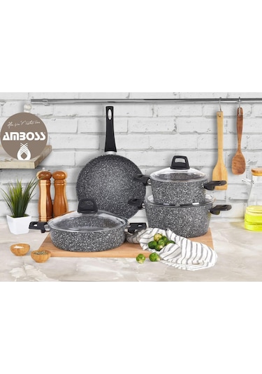 Amboss Orion 4'lü 7 Parça Granit Tencere Seti Gri