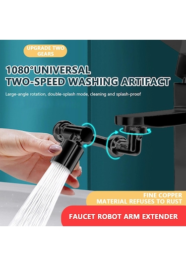 Qianfan 1080 Döner Sıçrama Filtresi Musluğu 1080 Büyük Açılı Gümüş