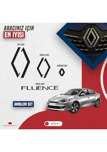 Renault Fluence 2009-2012 Yeni Tarz Amblem Kaplama- Piano Black