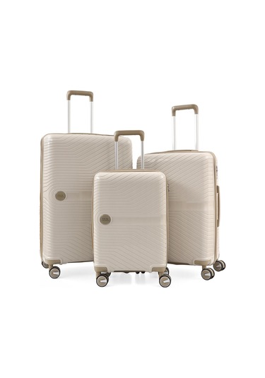 Ççs 5239 Polipropilen 3 Lü Valiz Seti Beyaz-bej Beyaz - Bej