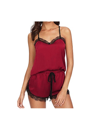 Kırmızı Kadın Kolsuz Askı Gecelikler Pijama Pijama Takımı Kadın İç Giyim Zh Kırmızı