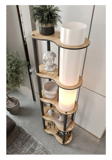 Ravilo Sperenza Dekoratif Raflı Lambader Meşe