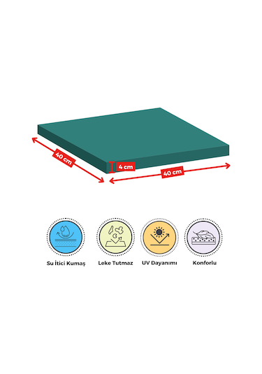 Xpermate 2'li Sandalye Minderi Su İtici Kumaş 40 x 40 CM Turkuaz