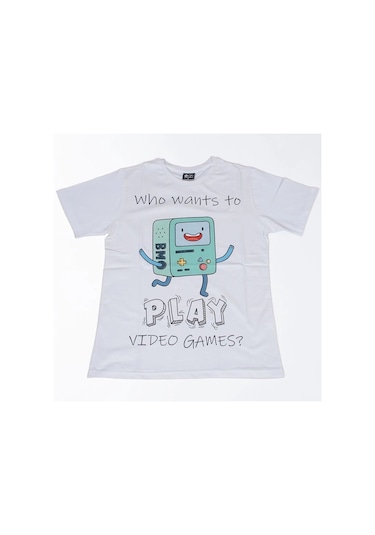 Adventure Time Bmo Play Tişört Beyaz Çok Renkli