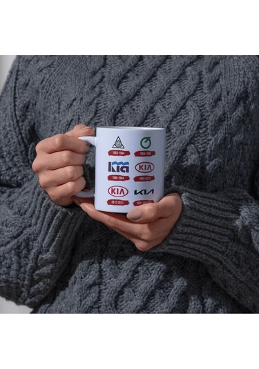Applucky Kia Logo Tarihçesi Baskı Kupa Bardak Beyaz