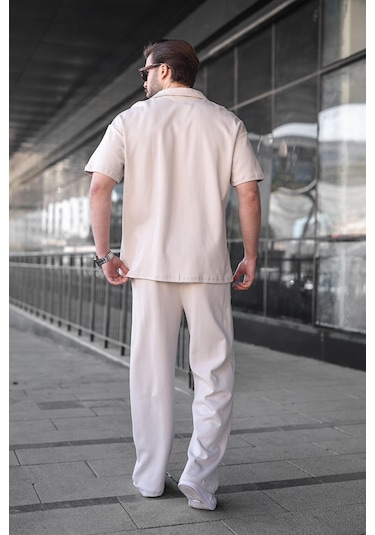 Madmext Taş Rengi Polo Yaka Erkek Alt Üst Takım E7356 Taş Rengi