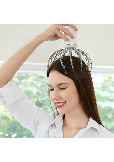 Yunboo Gri Renkli Elektrikli Kafa Masaj Aleti, Usb Şarjlı, 3 Masaj Modu, Taşınabilir Ve Rahatlatıcı Çok Renkli