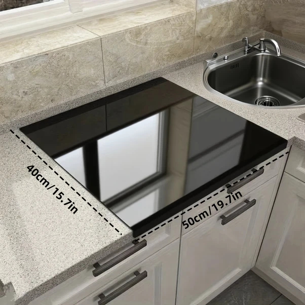 Gateesat Siyah Büyük Boy Akrilik Kesme Tahtası, Kaymaz Ve Kolay Temizlik Siyah