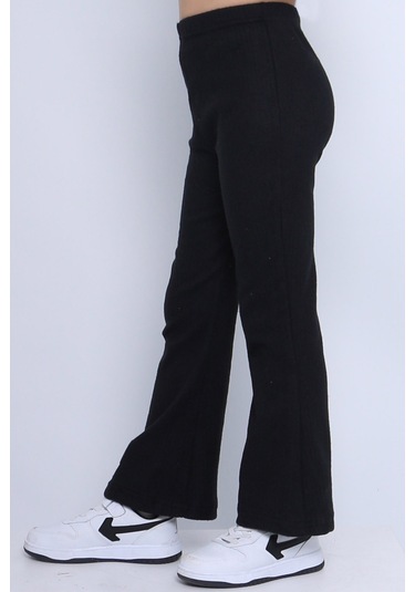 Kız Çocuk Triko Tayt İspanyol Paça D2 Siyah