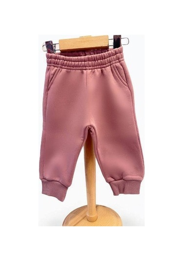 Kız Bebek İçi Şardonlu Kalın Eşofman Alt-15455 Gül Kurusu