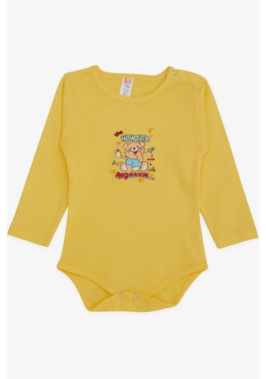 Breeze Erkek Bebek Çıtçıtlı Body Avcı Kedicik Baskılı 9 Ay-3 Yaş, Sarı-sarı Sarı