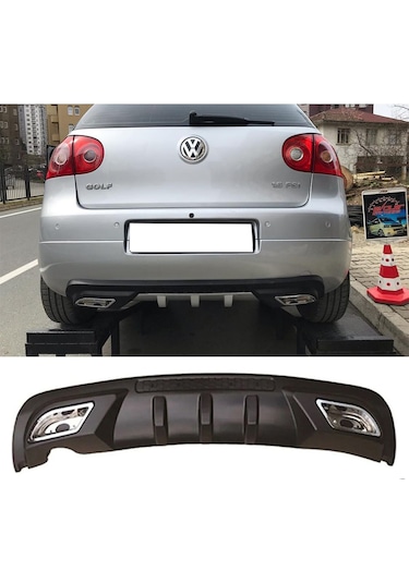 Vw Golf Mk5 Uyumlu Difüzör Difizör Siyah + Kare Egzoz Görünüm C Tip 2003-2009