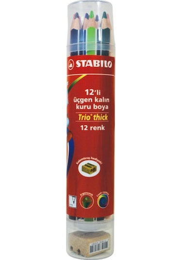 Stabilo Trio Thick 12Li Üçgen Kuru Boya Plastik Tüp 203-12