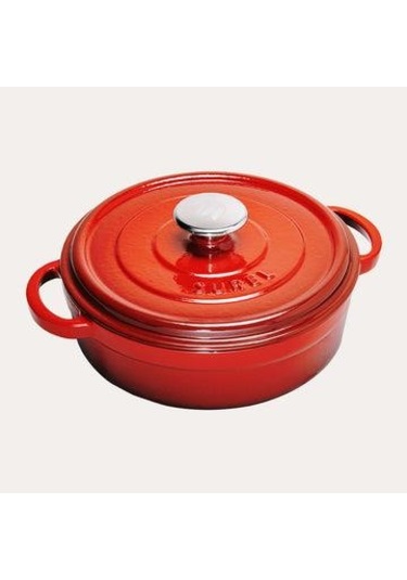 Sürel Döküm 24 Cm Sığ Yuvarlak Tencere Kırmızı Kırmızı
