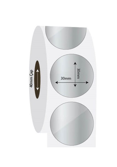 Aysan Etiket Boş Yapışkanlı Gümüş Metalize Barkod Etiketi 30mm Çap 1