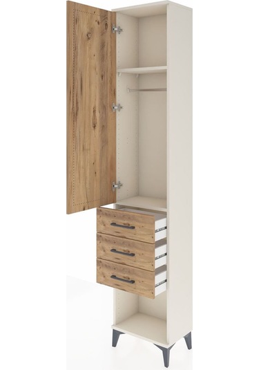 Arges Dolap 2 Raflı 3 Çekmeceli Tek Askılı 44x30x221 Aytaşı-çam Aytaşı