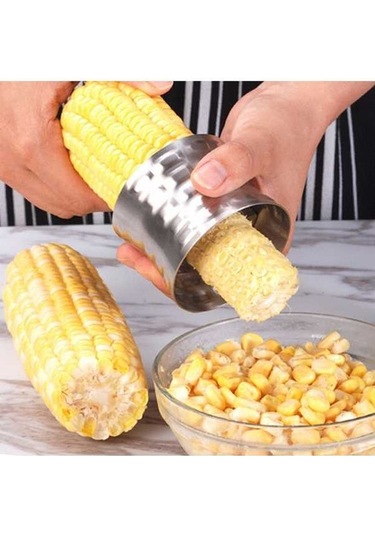 Pazly Cbtx Yuvarlak Şekilli 304 Paslanmaz Çelik Ev Mısır Kesici Koçanı Mutfak Striptizci Mısır Aracı Gümüş