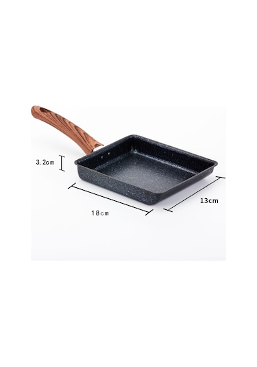 Youtek Mutfakta Çok Amaçlı Kullım: Dayanıklı Demir 13x18cm Japon Stili Yuvarlak Tahta Saplı, Yağsız Pişirme, İyi Isı Dağıtımı Yumurta Ve Yemek Tava Diğer