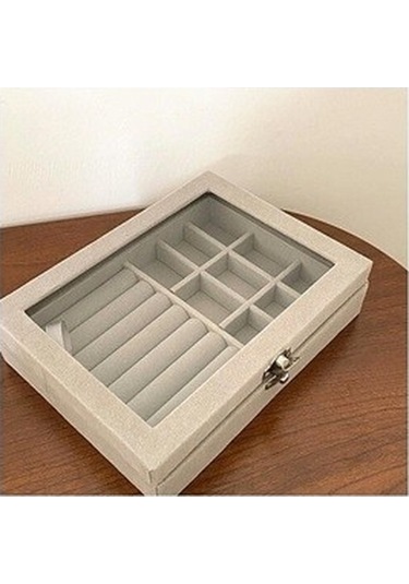 Soulader Büyük Boy Flanel Kaplı Taşınabilir Mücevher Saklama Kutusu - Toz Geçirmez Ve Dayanıklı Kutu İle Takılarınızı Güvenle Muhafaza Edin Gri