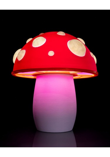 Mantar Abajur Beyaz - Kırmızı