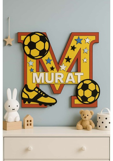 Çocuk Odası Kapı Veya Duvar Süsü Kişiye Özel İsim Yazılı No:1004 Mavi - Kırmızı
