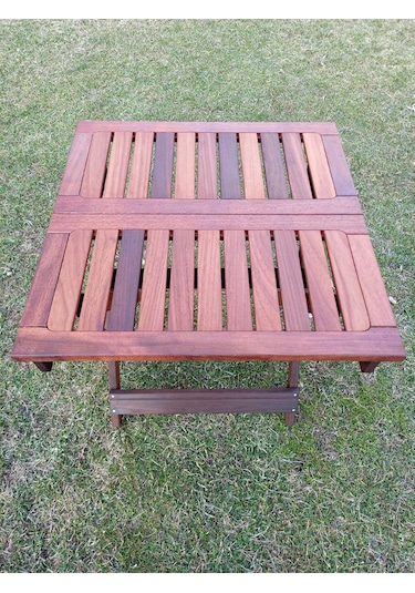 Birayse Ahşap İroko Katlanabilir 60x60 Bahçe Ve Balkon Masası Ceviz