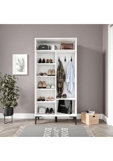 Massimo White Kapaklı,raflı Portmanto/ayakkabılık %100mdf