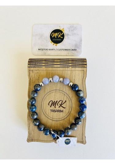 Mk Tasarım Gerçek Lapis Lazuli Mor Kuvars Taşı Bileklik Mk.011.002 Çok Renkli