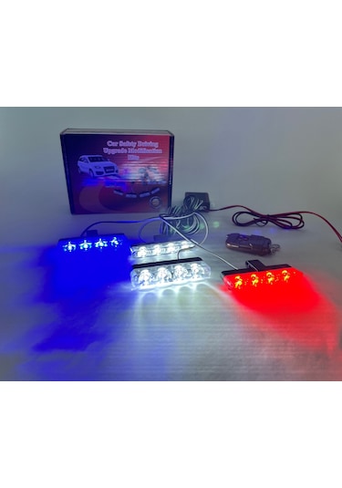 Mavi Kırmızı Beyaz Panjur Led 4lü Çakarlı Modlu Kumandalı 12v