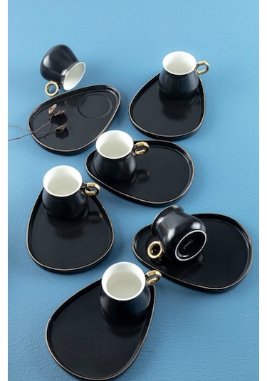 Arow Porselen Siyah Kahve Takımı Tr-1603