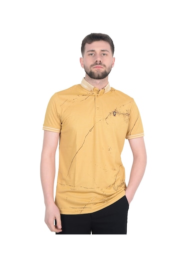 Cengiz İnler Baskı Desenli Erkek Polo Yaka  T-shirt