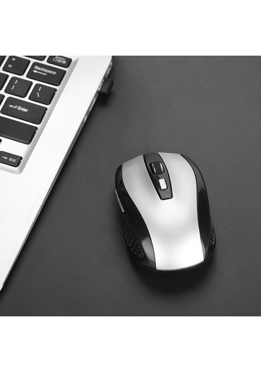Yaozixa Gümüş Ergonomik Kablosuz Fare - 2.4g, 800-1600 Dpı Ayarlanabilir, 10m Alıcı, 6 Tuşlu, Optik Konumlandırma Pil Yok