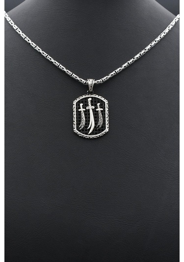 Hz. Ali Zülfikar Kılıcı 925 Ayar Gümüş Kolye Kral Zincir 2mm 902420 Gümüş