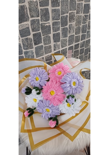 Gerbera Çiçek Buketi - Şönil Çiçek - Yapaydır Çok Renkli