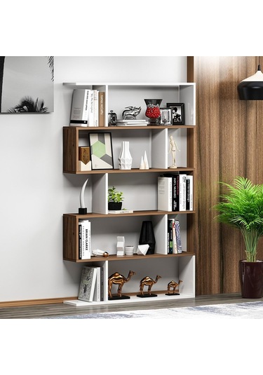 Core-s Kitaplık - Beyaz / Ceviz