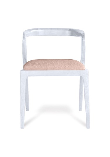 Akrep Krem Kumaş Beyaz Ahşap Sandalye